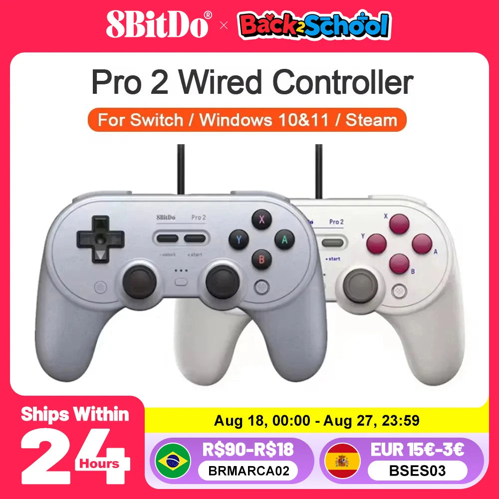 8BitDo Pro 2 Wired Gamepad for Nintendo Switch PC Gamepad RetroPie Raspberry Pi Ultimate Software Adjustable Hair Triggers