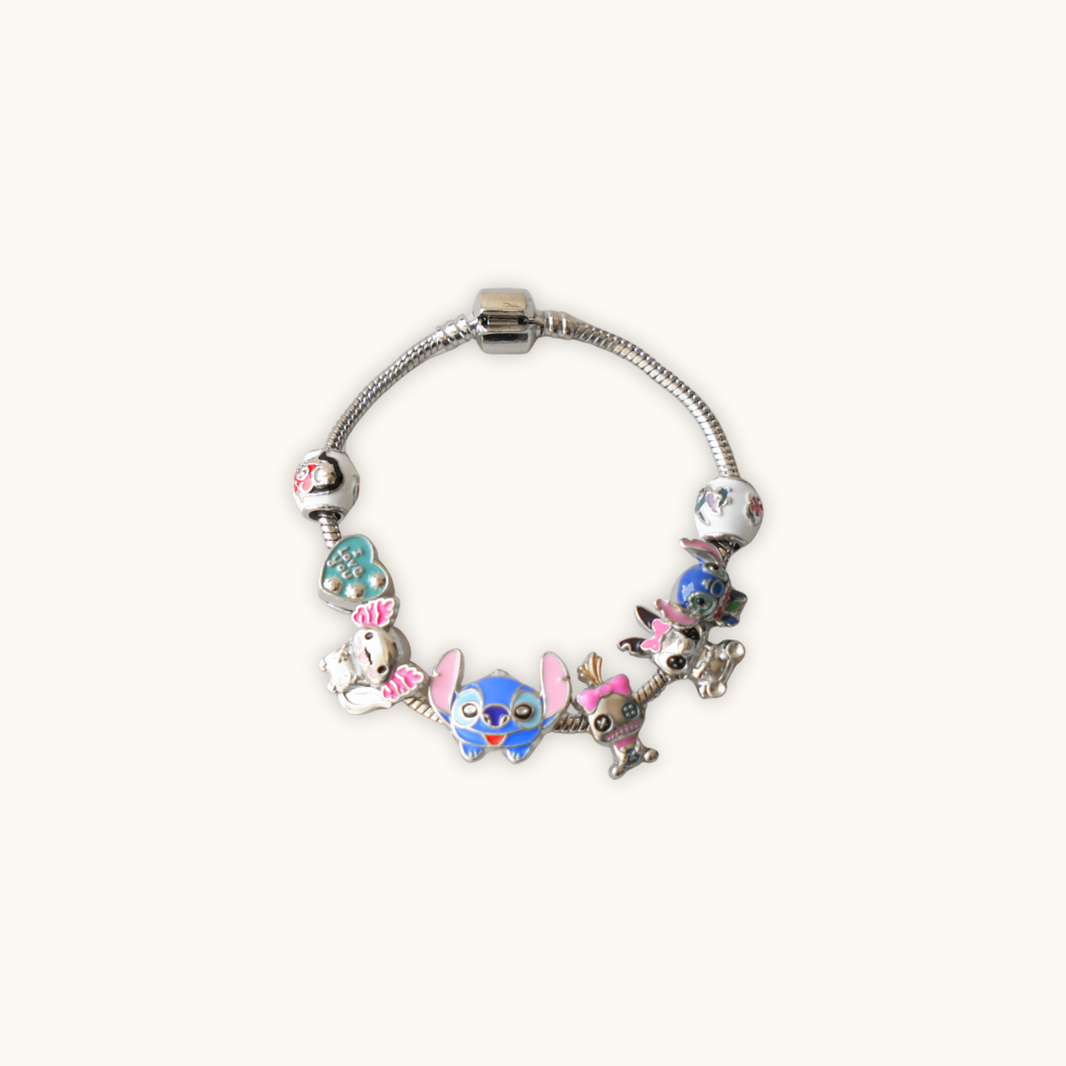 Island Alien Friendship Charm Bracelet (17cm) - Bracelet silver-toned charm bracelet colorful enamel-finished