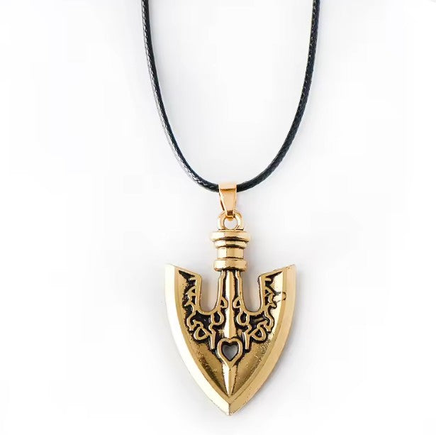 JoJo’s Bizarre Adventures Jotaro Kujo Arrow Gold Necklace - Necklace gold-colored anchor-shaped pendant intricate black