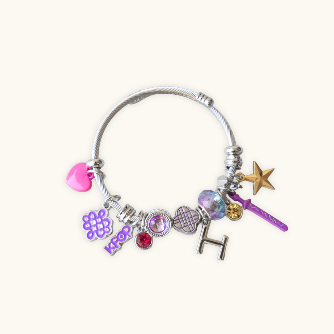 Kpop Demon Hunters Bracelet with Charms - Bracelet silver cable bracelet adorned colorful