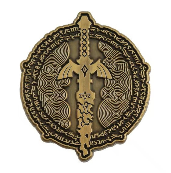Legendary Blade Badge Brooch - Brooche bronze-colored metallic pin intricately engraved