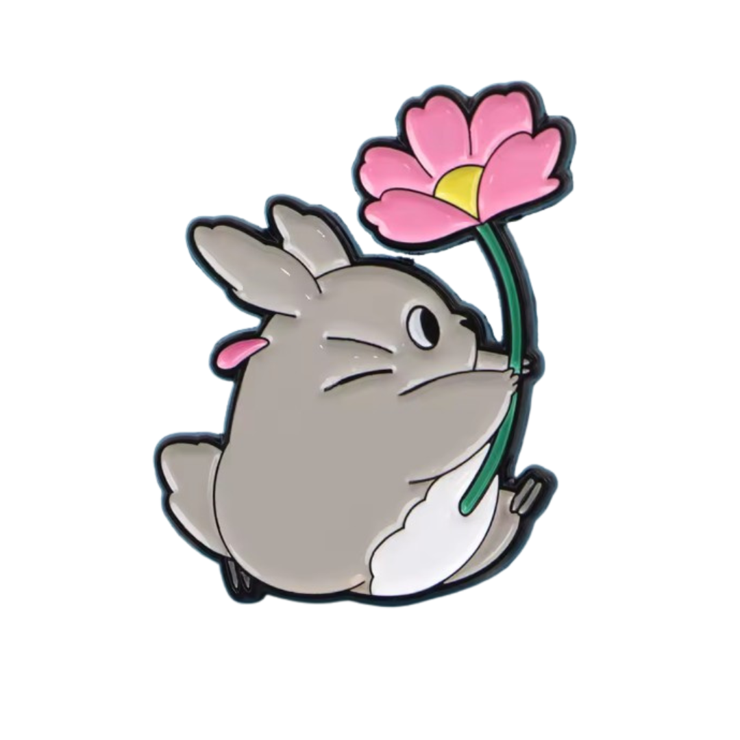 My Neighbour Totoro Chibi Totoro with Flower Brooche Pin - Brooche