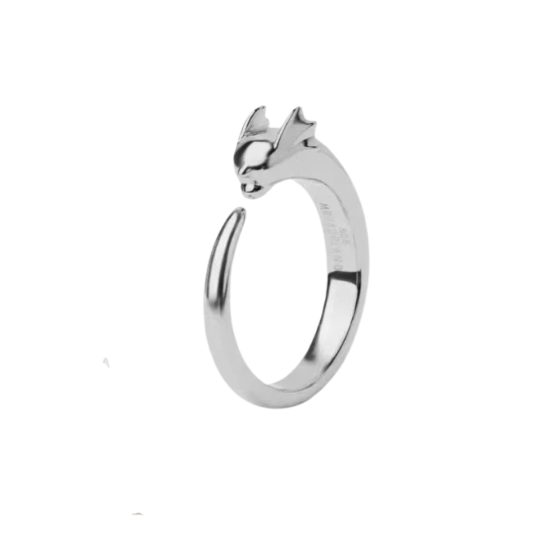 Mystic Serpent Silver Ring - Ring silver dragon-themed adjustable ring sleek