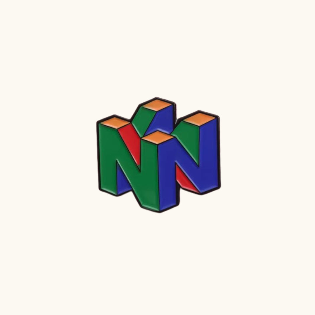 N64 Retro Console Brooche Pin - Brooche vibrant three-dimensional nintendo 64 logo