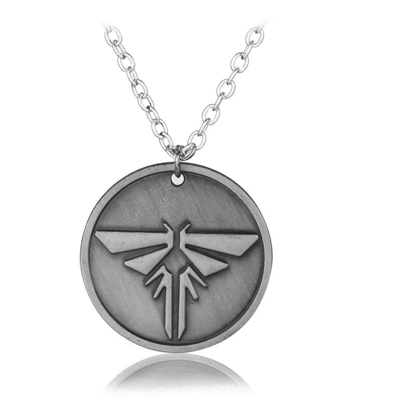 Rebel Survival Emblem Necklace - Necklace silver-toned circular pendant necklace raised