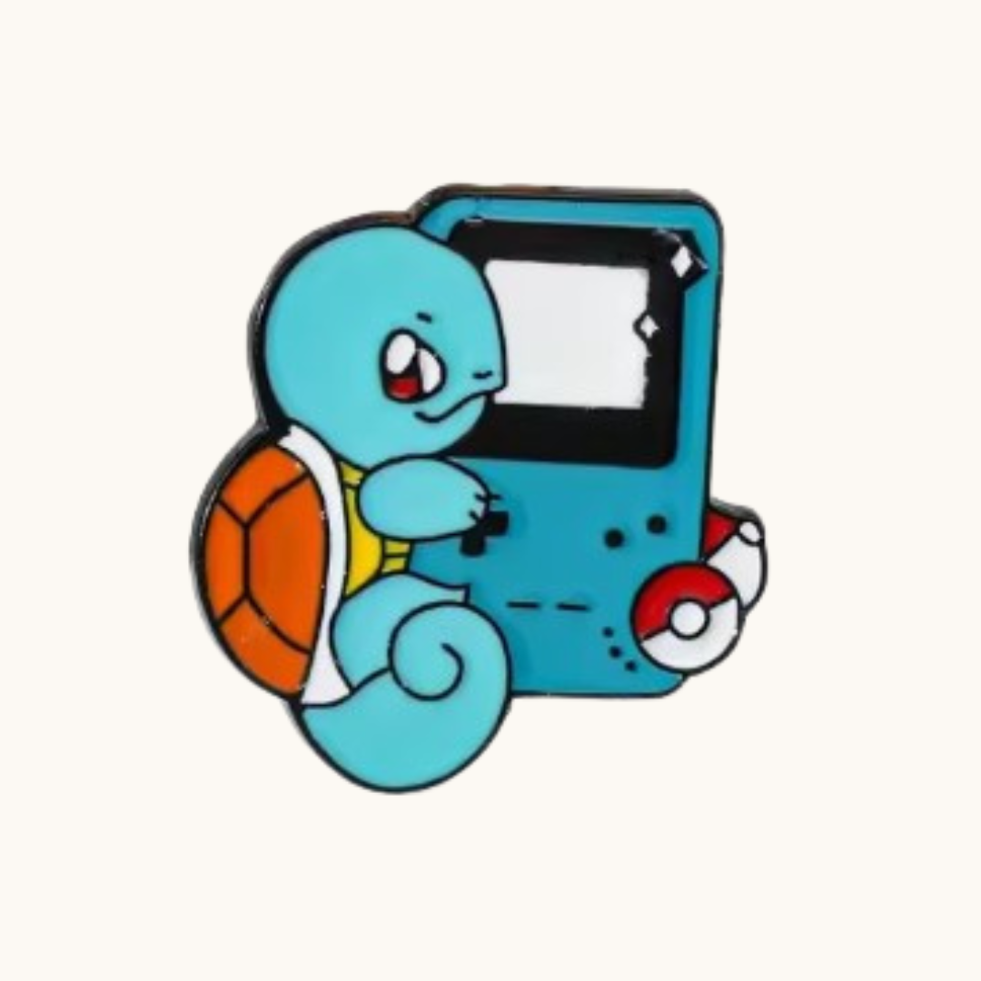 Retro Console Pocket Monster Blue Brooch Pin - Brooche turquoise enamel pin cartoon squirtle
