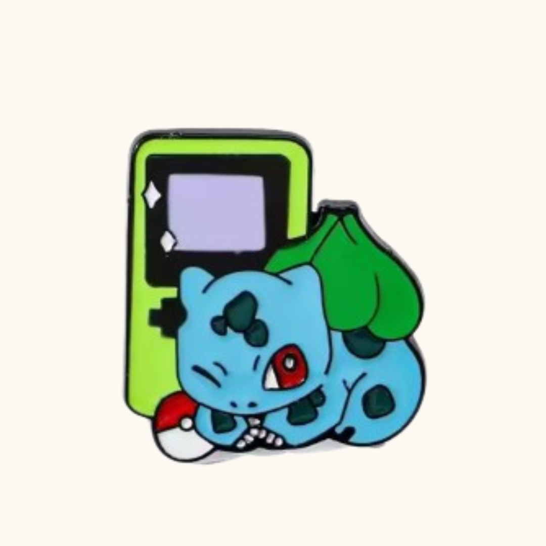 Retro Console Pocket Monster Green Brooch Pin - Brooche enamel pin blue bulbasaur lime