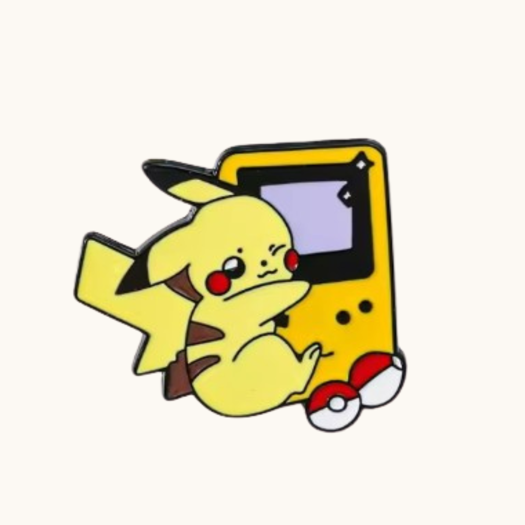Retro Console Pocket Monster Yellow Brooch Pin - Brooche yellow enamel pin cute pikachu