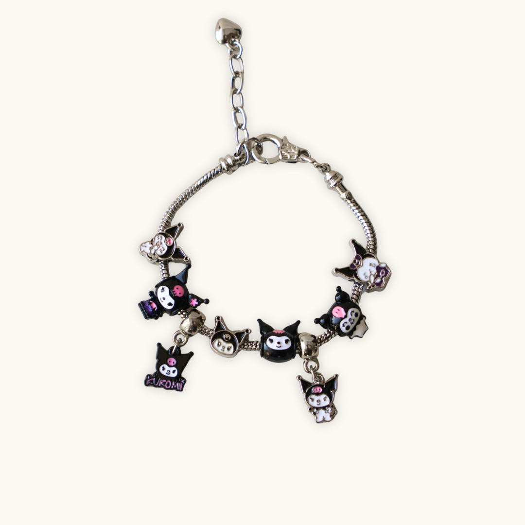 Sanrio Kuromi Bracelet with Charms - Bracelet silver chain bracelet adorned multiple