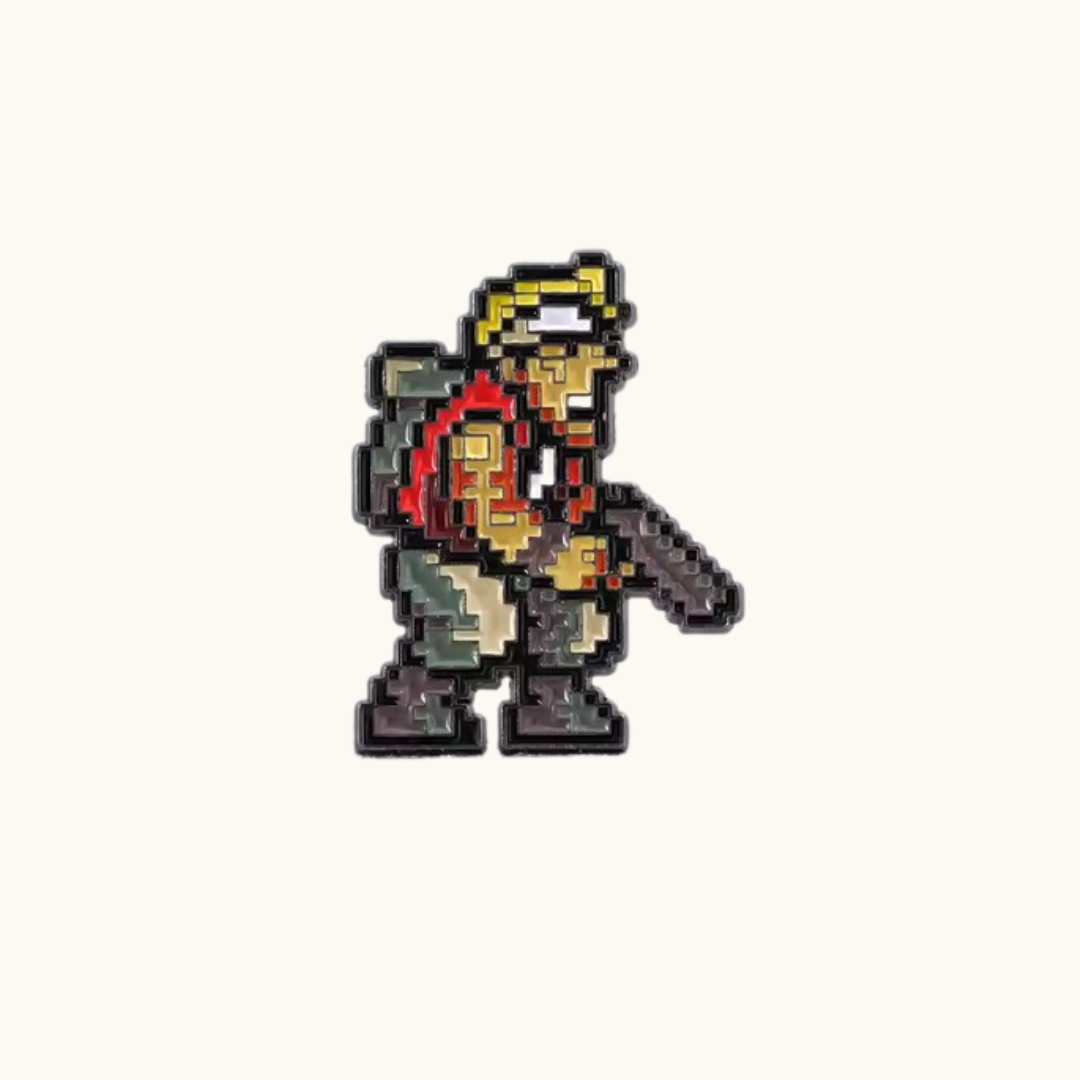 Shooting Game Brooch Pin - Brooche pixel-art enamel pin character red