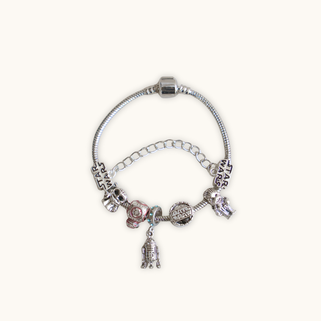 Star Wars Bracelet R2D2 BB-8 - Bracelet silver-toned star wars-themed charm bracelet