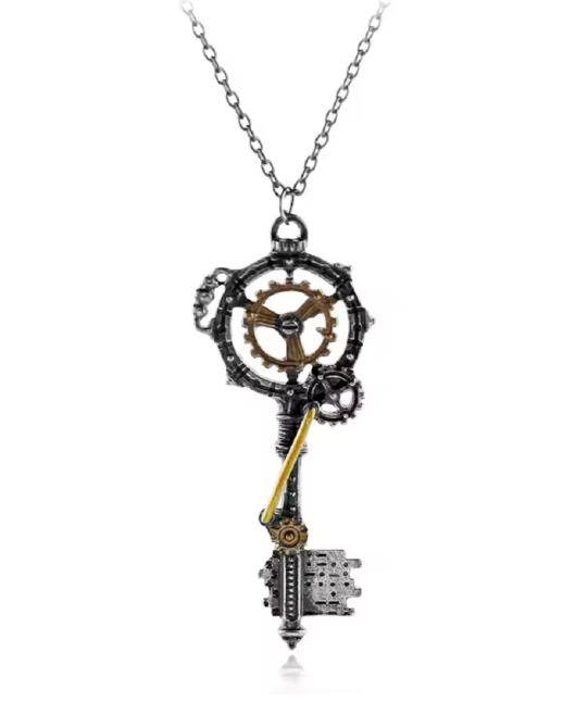 Steampunk Gear Key Necklace - Necklace