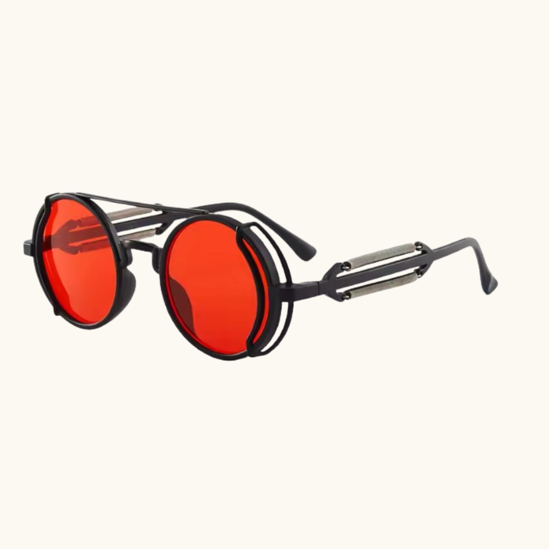Steampunk Sunglasses - Sunglasses black-framed steampunk-style round sunglasses vibrant