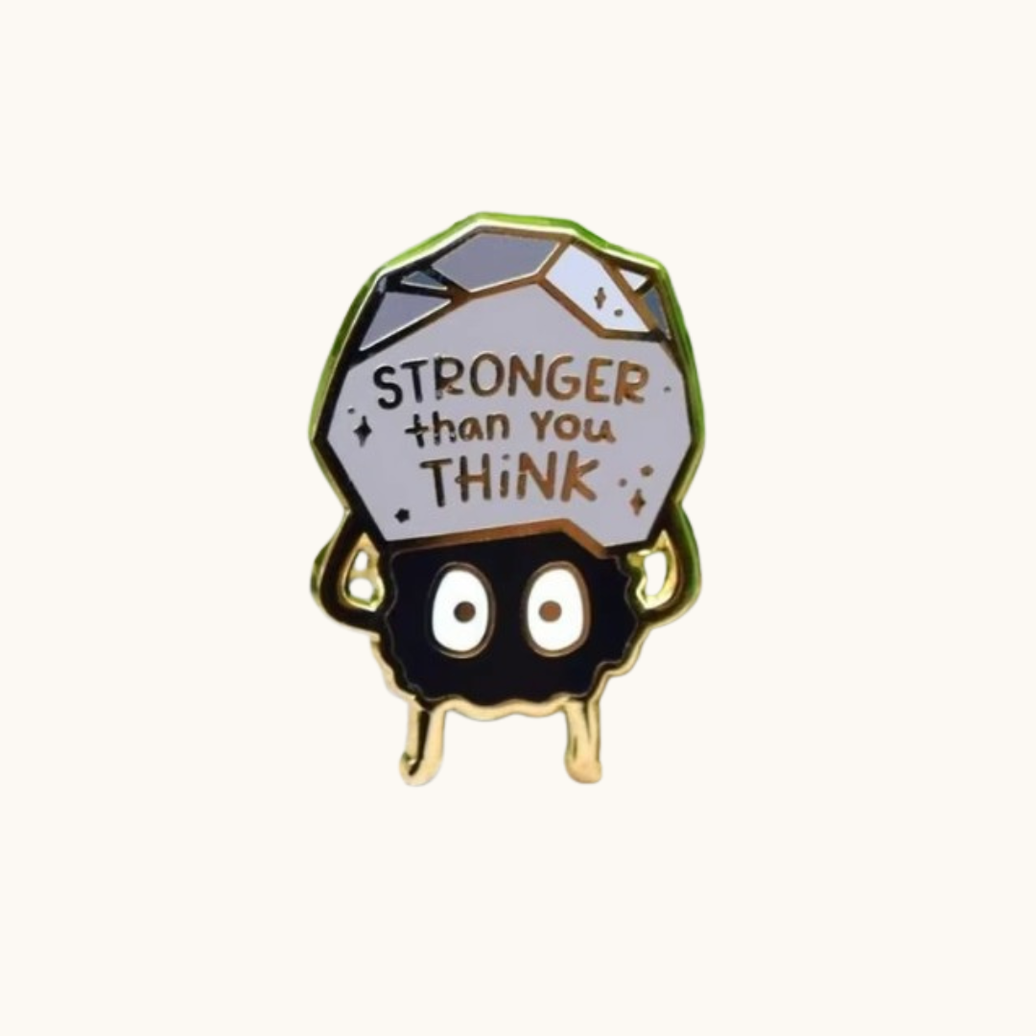 Stronger Than You Think Brooch Metal Pin - Brooche black gold-trimmed enamel pin cute