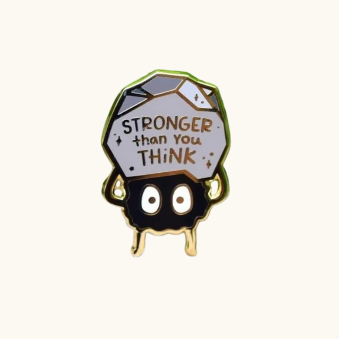 Stronger Than You Think Brooch Metal Pin - Brooche black gold-trimmed enamel pin cute