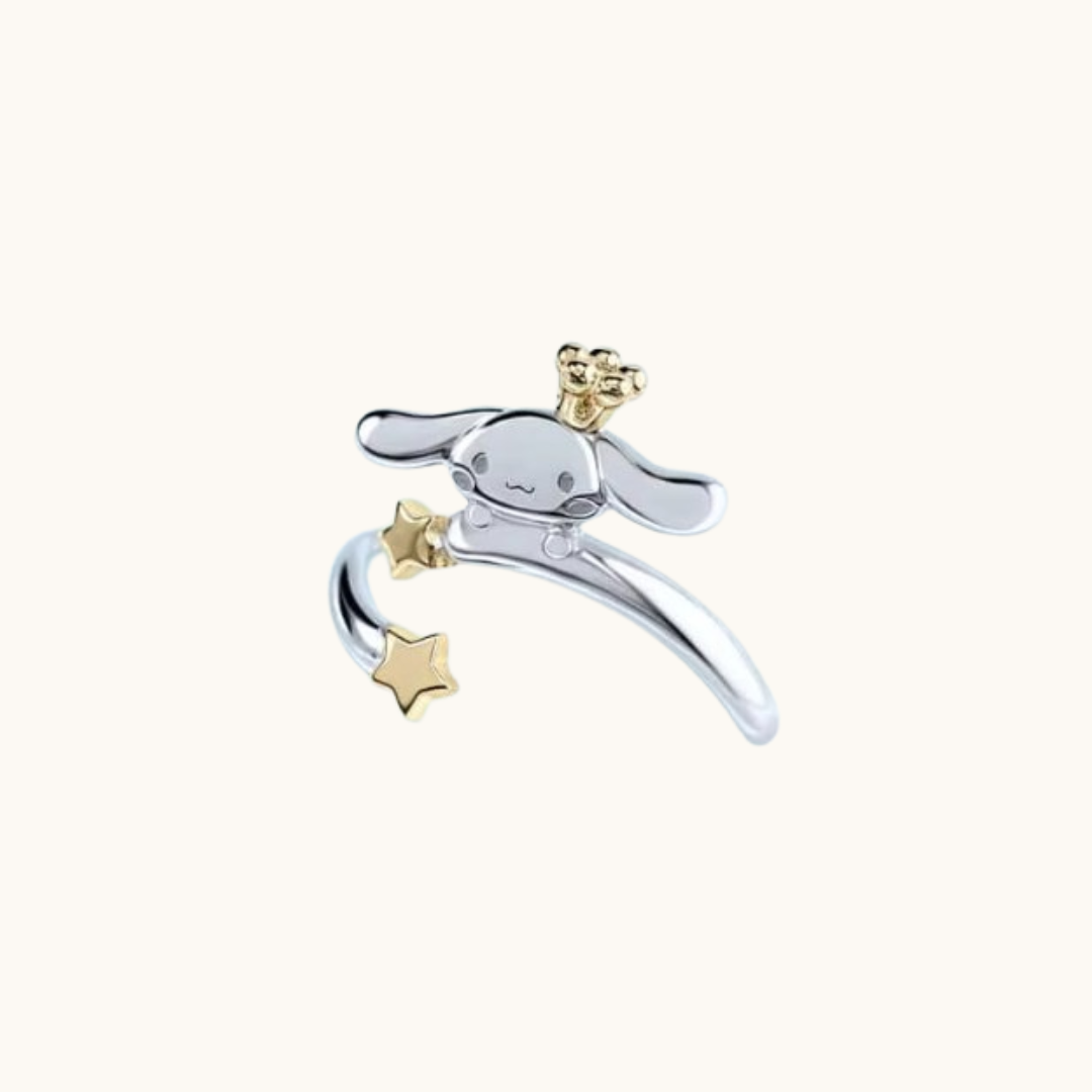Sweet Cloud Puppy 925 Silver Ring - Ring silver gold cinnamoroll-themed ring crown